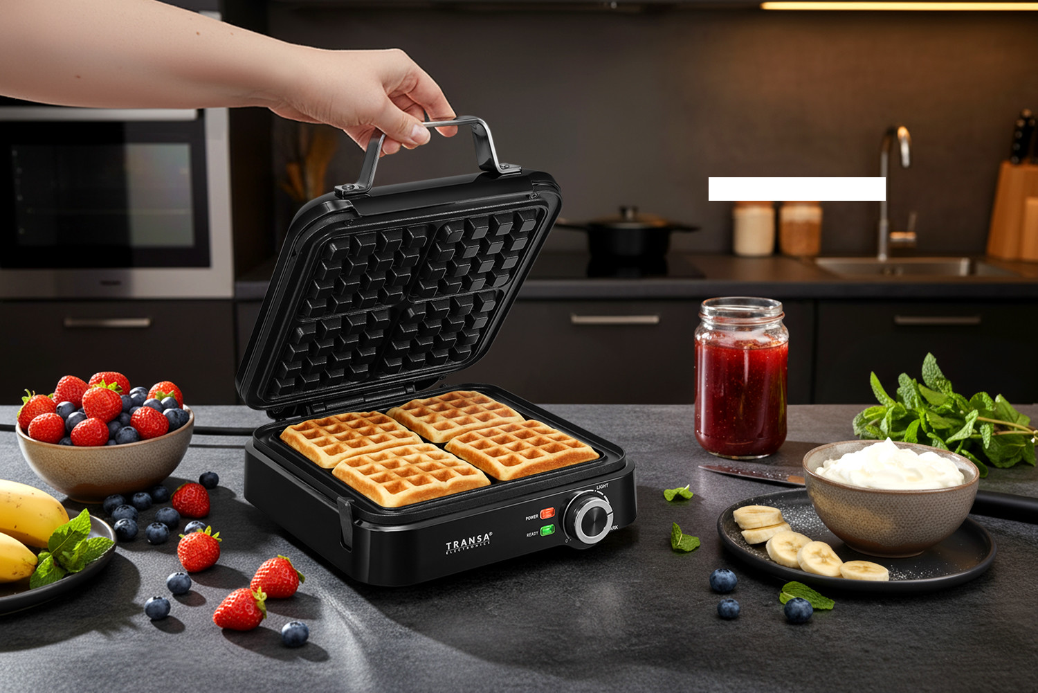 Gofrownica FourWaffles 1500W Transa Electronics do czterech gofrów